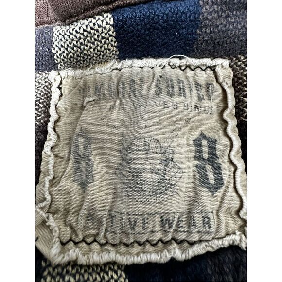 Samurai Surfer Men’s Hooded Embroidered Flannel Shirt Plaid Size M - Picture 7 of 13